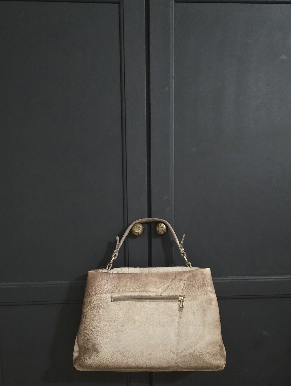 Made In Old Itay Leather Beige&Brown Satchel Hand Bag to Adjustable Crossbody - Picture 17 of 17
